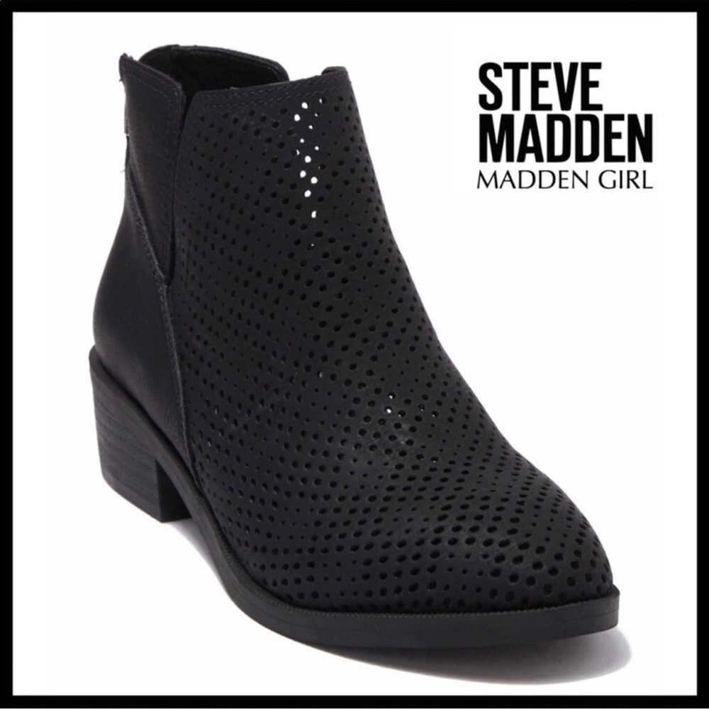 Madden Girl Tally Black Perforated Ankle Boots